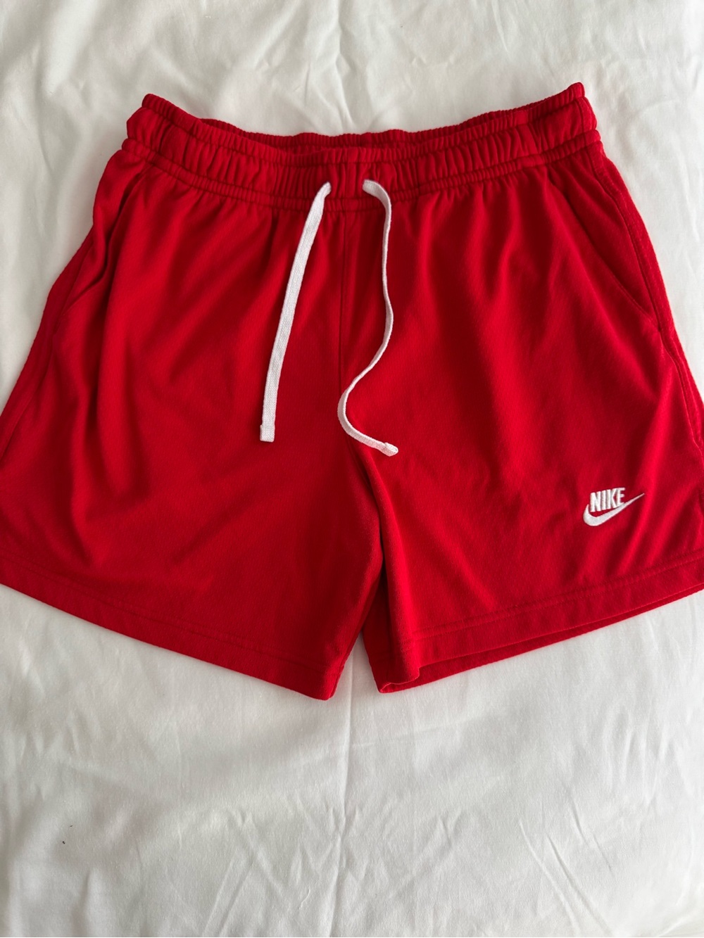 Nike Red Athletic Shorts with White Drawcord
